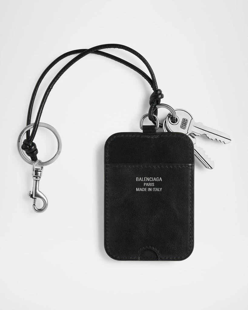 商品Balenciaga|Men's Logo Plate Keychain with Charms,价格¥7078,第3张图片详细描述