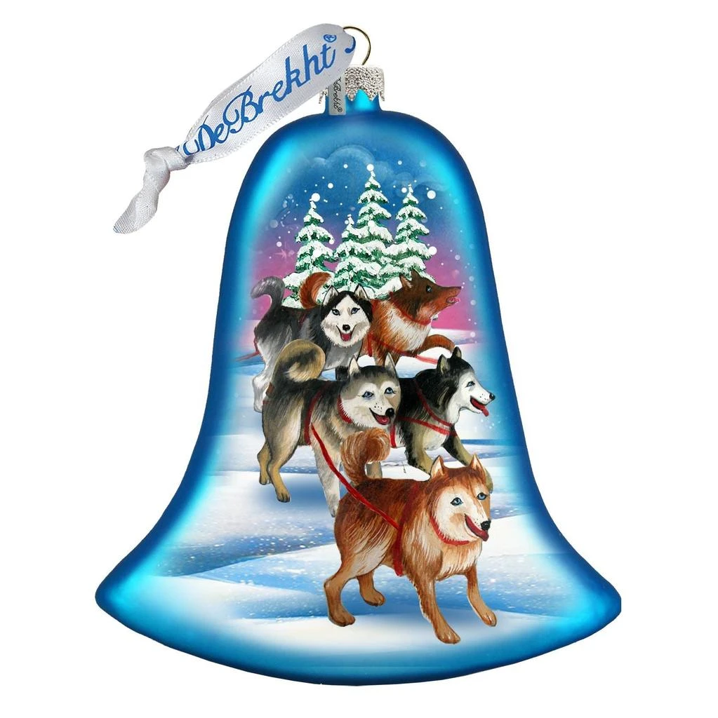 商品G. DeBrekht|Designocracy Sledging Dogs Glass Ornament Holiday Splendor by G Debrekht,价格¥313,第2张图片详细描述