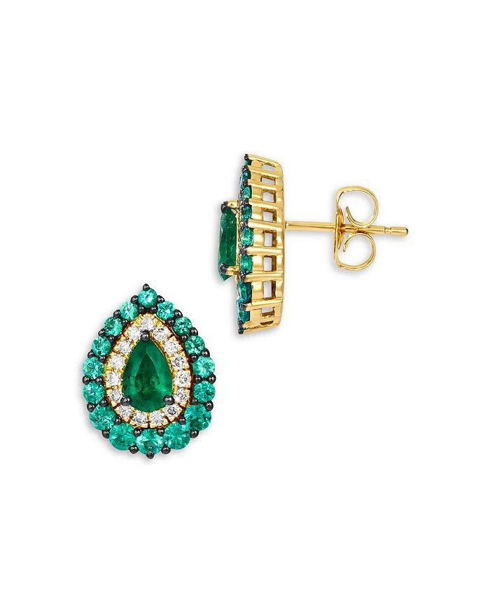 商品Bloomingdale's|Emerald & Diamond Teardrop Earrings in 14K Yellow Gold - Exclusive,价格¥17848,第2张图片详细描述