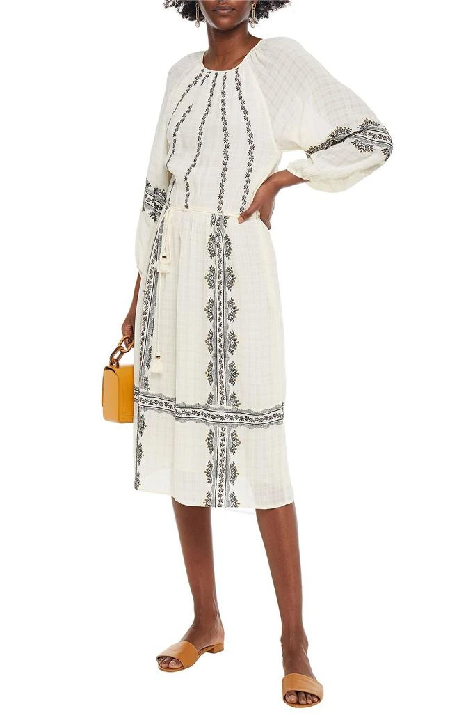 商品VANESSA BRUNO|Nola belted embroidered checked crepe midi dress,价格¥816,第4张图片详细描述