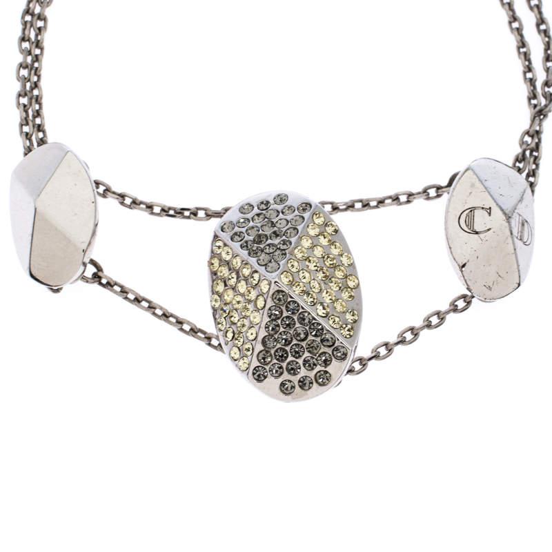 Dior Crystal Silver Tone Chain Link Station Bracelet商品第4张图片规格展示