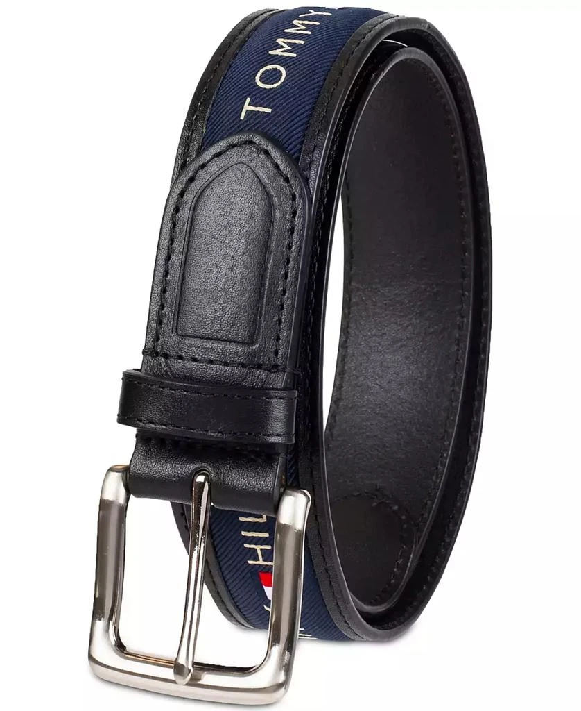 商品Tommy Hilfiger|Men's Tri-Color Ribbon Inlay Leather Belt,价格¥282,第3张图片详细描述