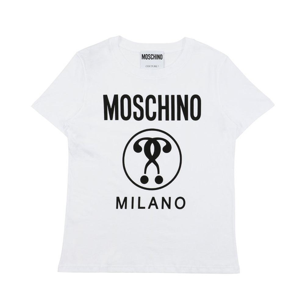 商品[国内直发] Moschino|MOSCHINO 女士白色双问号短袖T恤 EA0710-5540-1001,价格¥1229,第1张图片