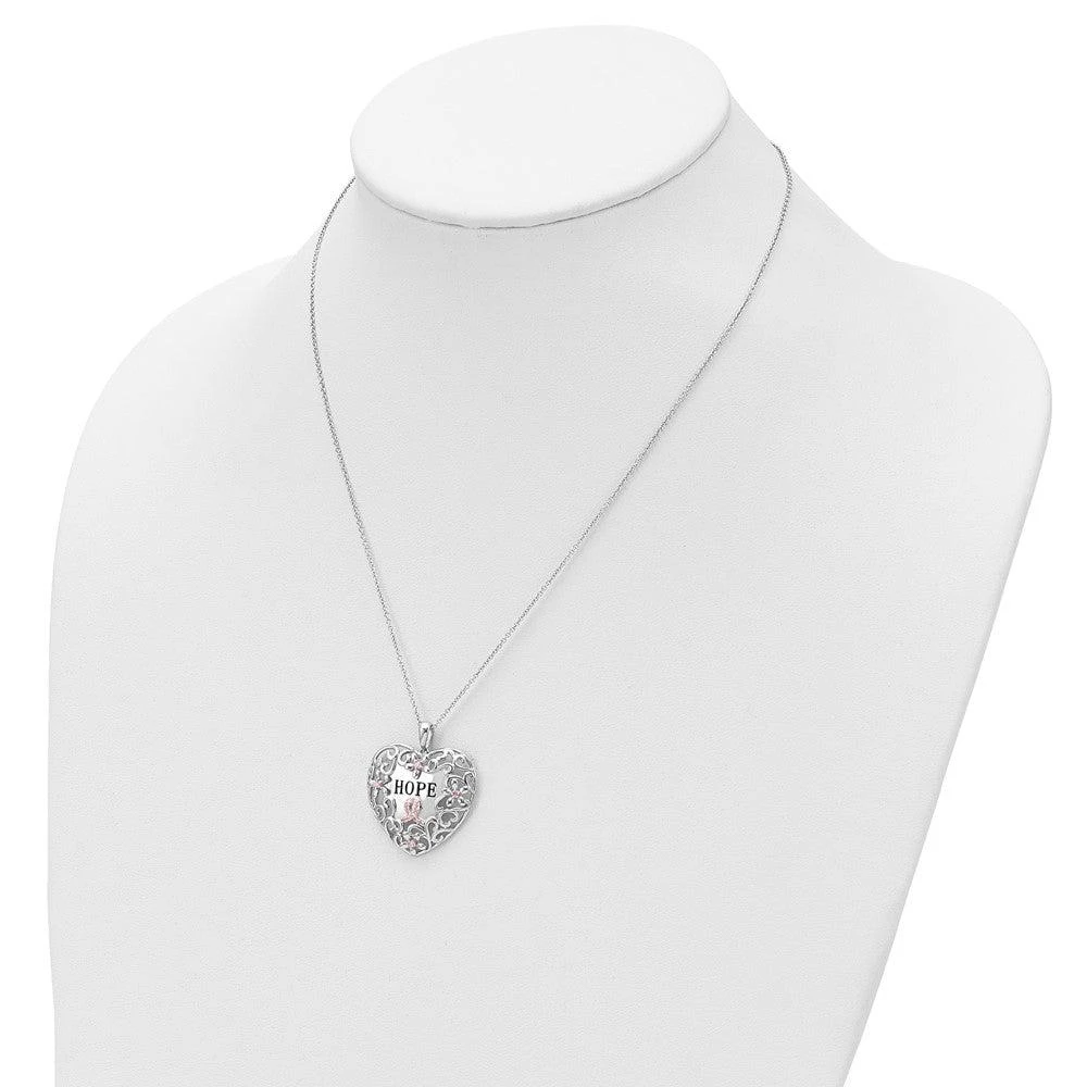 商品Diamond2Deal|Sterling Silver Pink Cubic Zirconia Breast Cancer Heart Necklace,价格¥1032,第4张图片详细描述