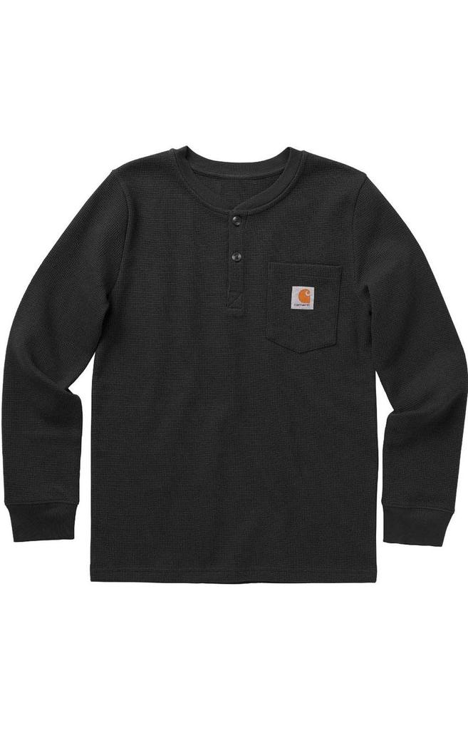 (CA6280) Long-Sleeve Henley Pocket T-Shirt - Caviar Black商品第1张图片规格展示