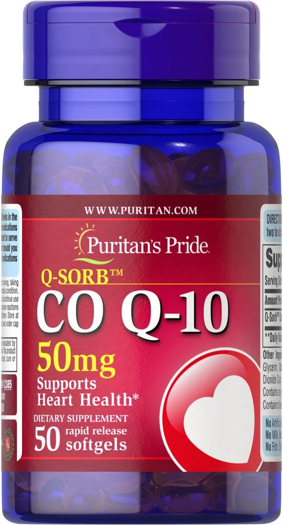 商品Puritan's Pride|辅酶Q10胶囊 心脏保健 50mg 50粒/瓶,价格¥131-¥261,第1张图片