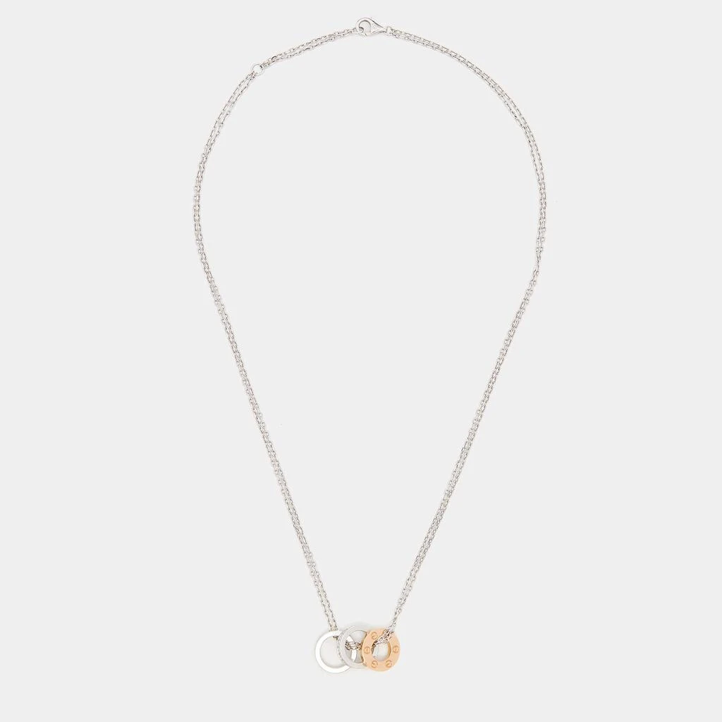 商品[二手商品] Cartier|Cartier Love Diamonds 18k Two Tone Gold 3 Loop Double Chain Necklace,价格¥19077,第3张图片详细描述