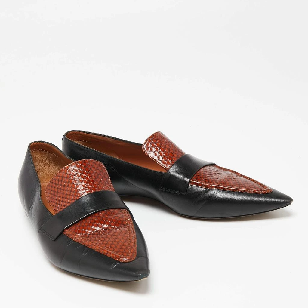 商品[二手商品] Celine|Celine Black/Brown Python Embossed And Leather Slip On Loafers Size 38.5    ,价格¥1107,第4张图片详细描述