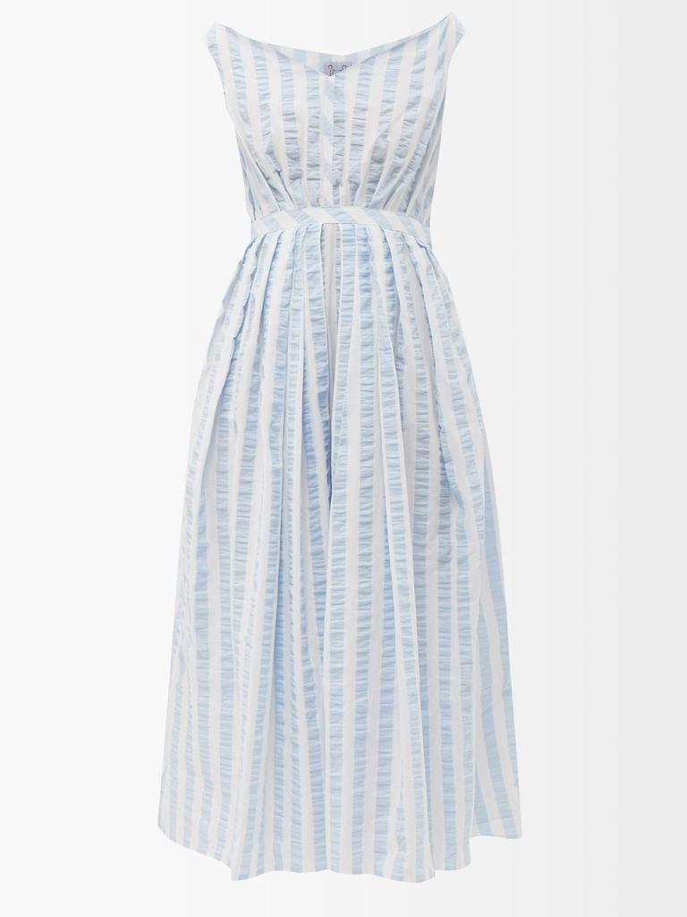 商品Thierry Colson|Valeria striped seersucker-cotton dress,价格¥3518,第1张图片