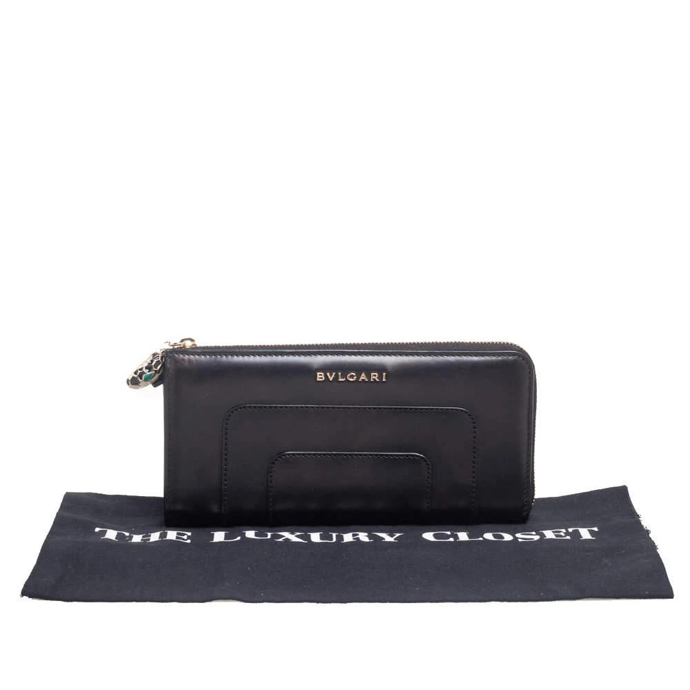 Bvlgari Black Leather Serpenti Forever Zip Around Wallet 商品