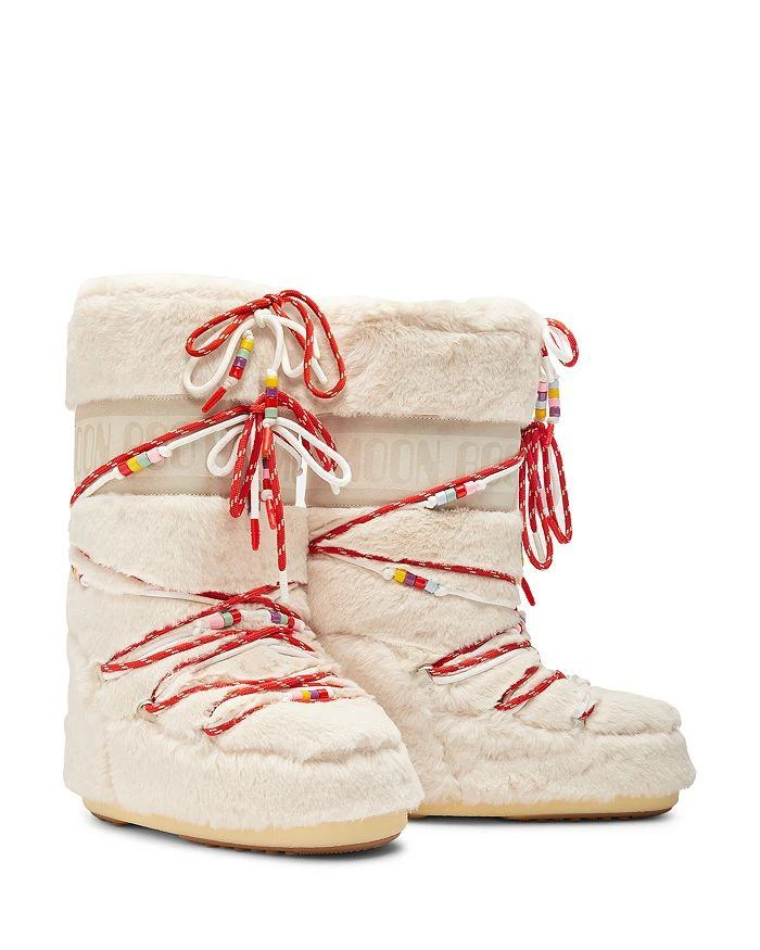 商品Moon Boot|Women's Icon Quilted Faux Fur Bead Trim Boots,价格¥3324,第1张图片详细描述