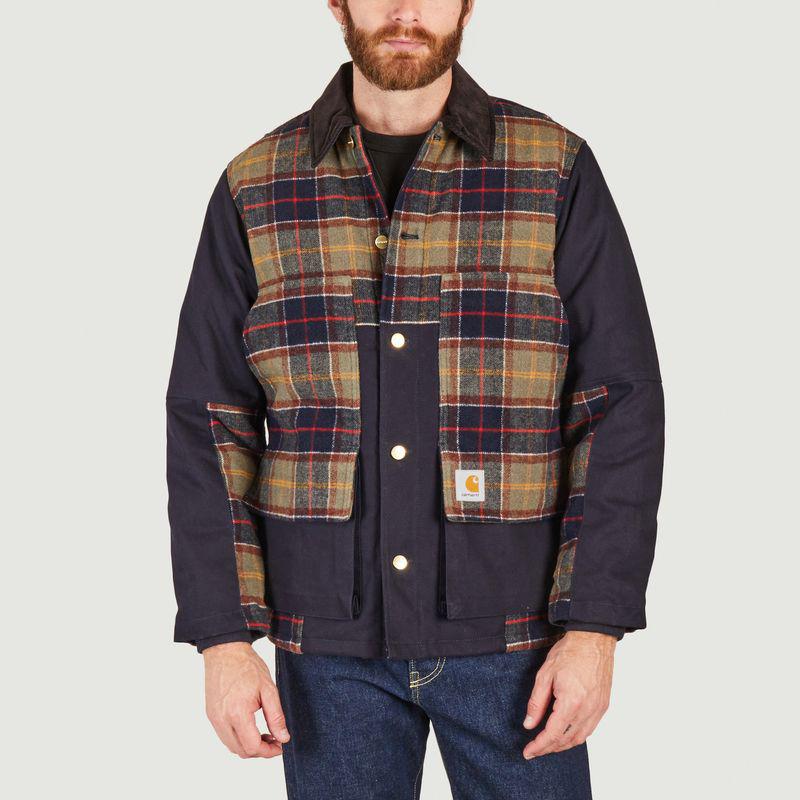 Canvas and tweed jacket with Highland check Dark navy Barron check, Seaweed Carhartt WIP商品第1张图片规格展示