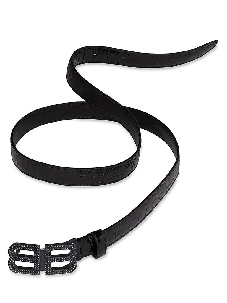 商品Balenciaga|BB Hourglass Thin Belt Crocodile Embossed with Rhinestones,价格¥4854,第1张图片