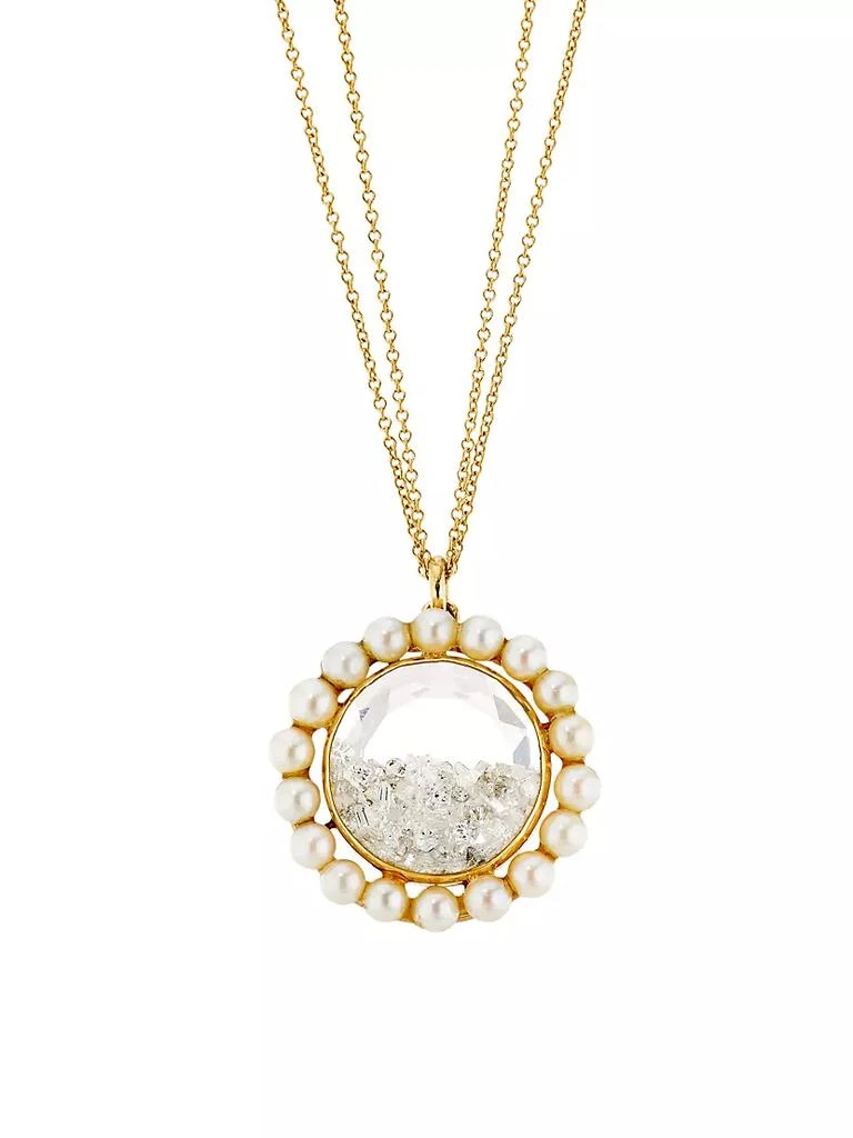 商品Renee Lewis|Shake© 18K Yellow Gold, 2.7 TCW Diamond &amp; Natural Pearl Pendant Necklace,价格¥73315,第1张图片