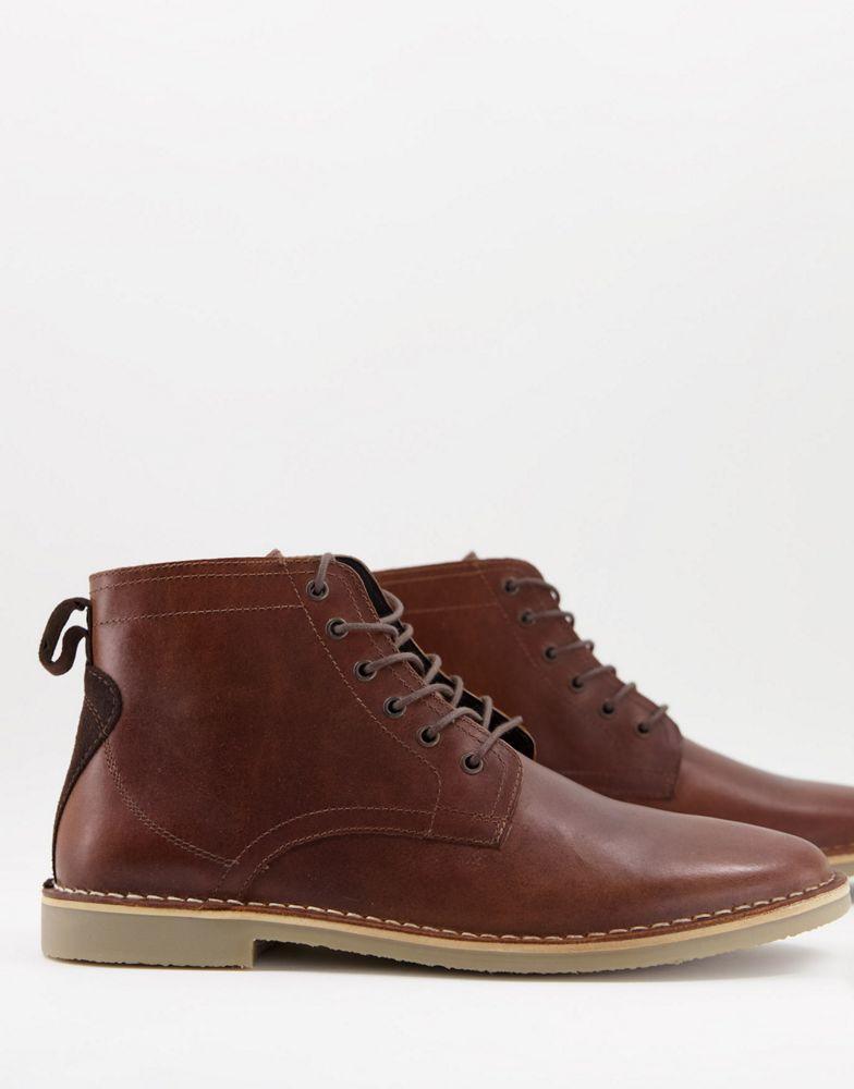 ASOS DESIGN desert boots in tan leather with suede detail商品第1张图片规格展示
