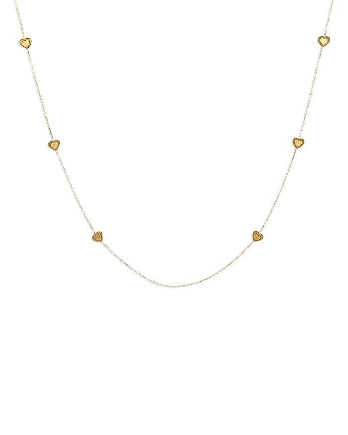 商品Moon & Meadow|14K Gold Heart Stations Necklace, 18",价格¥1869,第1张图片