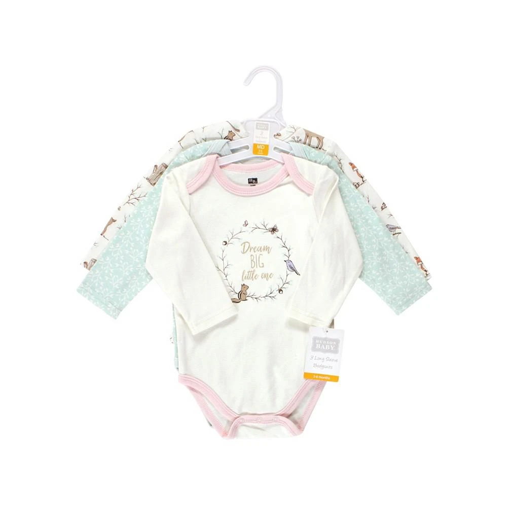 商品Hudson|Baby Girls Long Sleeve Bodysuits, Pack of 3,价格¥188,第2张图片详细描述