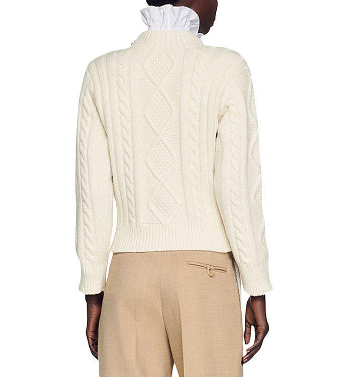 商品Sandro|Wool Blend Mosaique Cable Knit Sweater,价格¥1495,第4张图片详细描述