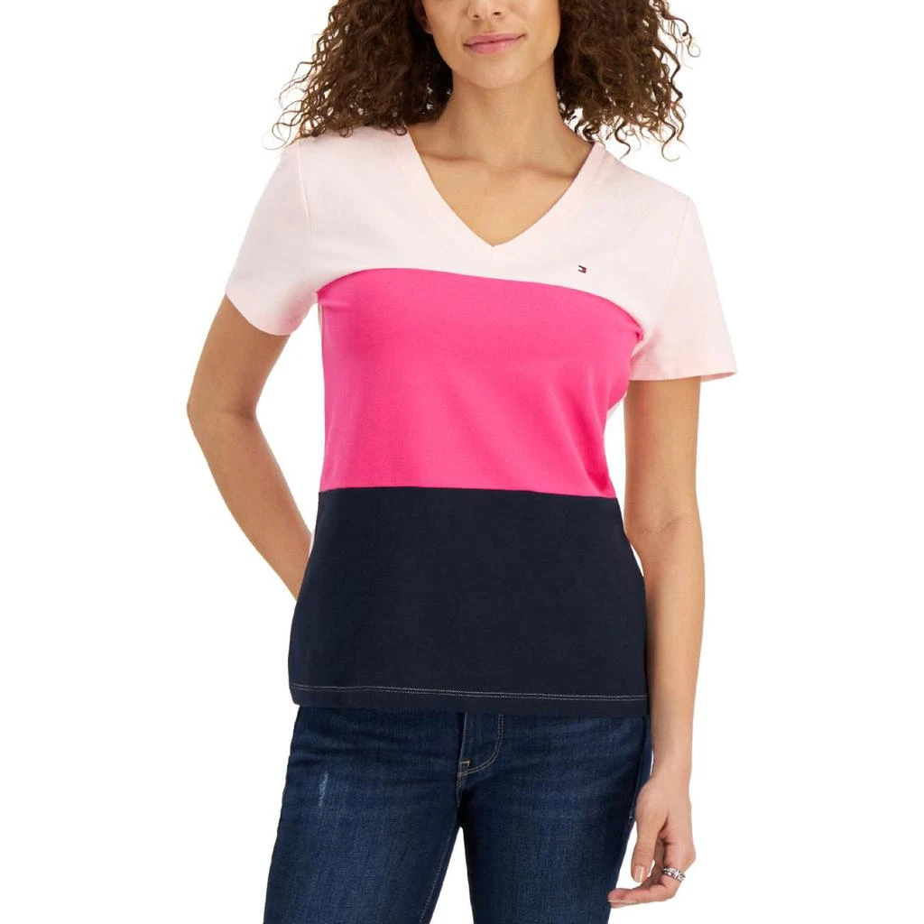 商品Tommy Hilfiger|Tommy Hilfiger Womens Half Time Tee V-Neck T-Shirt,价格¥140,第2张图片详细描述