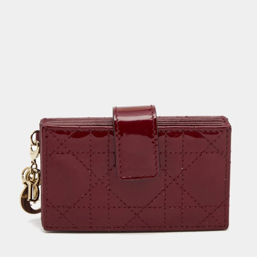 商品[二手商品] Dior|Dior Red Cannage Patent Leather Lady Dior 5 Gusset Card Holder,价格¥1765,第1张图片