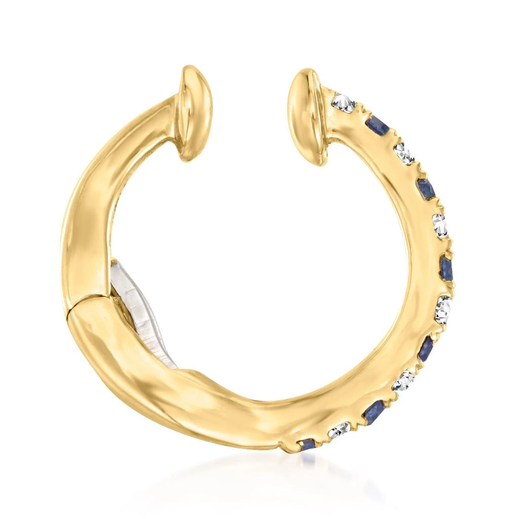 商品Ross-Simons|Ross-Simons Sapphire- and Diamond-Accented Single Ear Cuff in 14kt Yellow Gold,价格¥1257,第3张图片详细描述