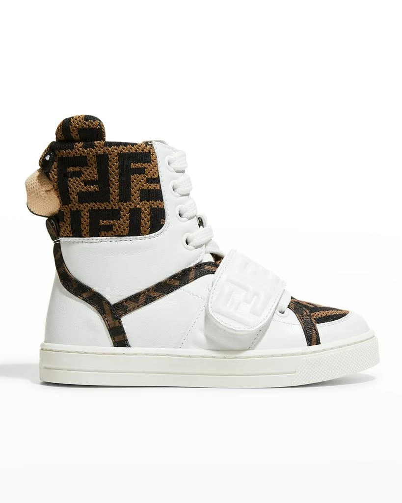 商品Fendi|Kid's FF Logo High-Top Sneakers with 3D Bear Head, Toddler/Kids,价格¥3713,第1张图片