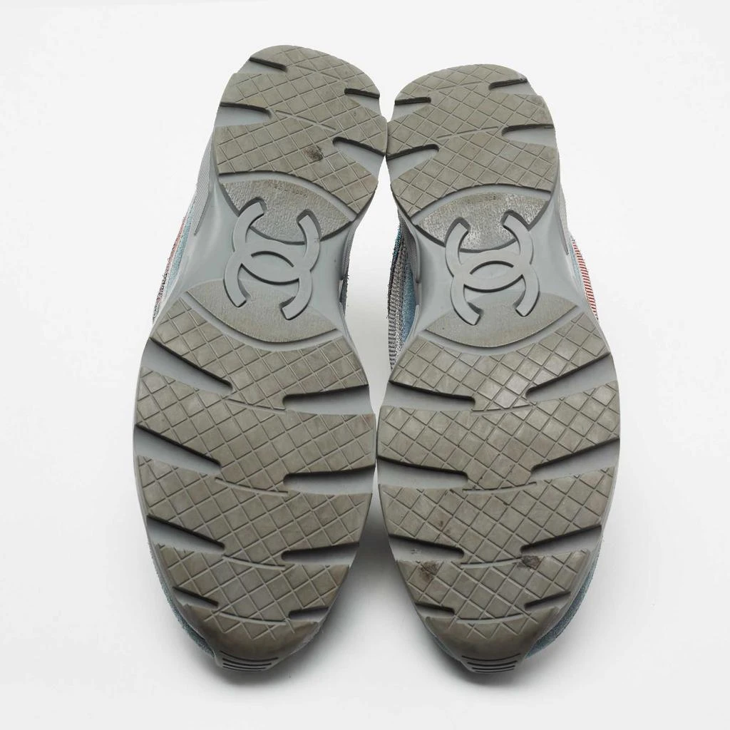 Chanel Grey/Two-Tone Mesh and Lurex Fabric CC Low Top Sneakers Size 40 商品