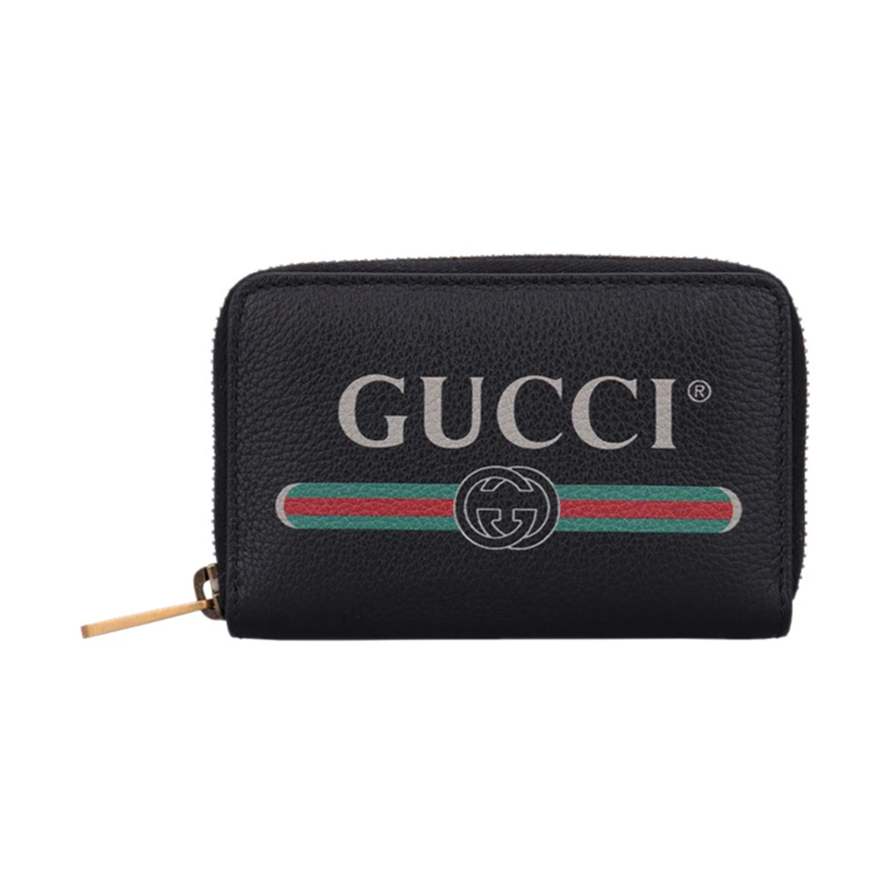 商品[国内直发] Gucci|GUCCI 中性黑色牛皮字母印花零钱包 496319-0GCAT-8163,价格¥4469,第1张图片