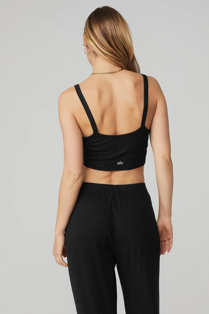 商品Alo|Ribbed Crop Whisper Bra Tank - Black,价格¥258,第3张图片详细描述