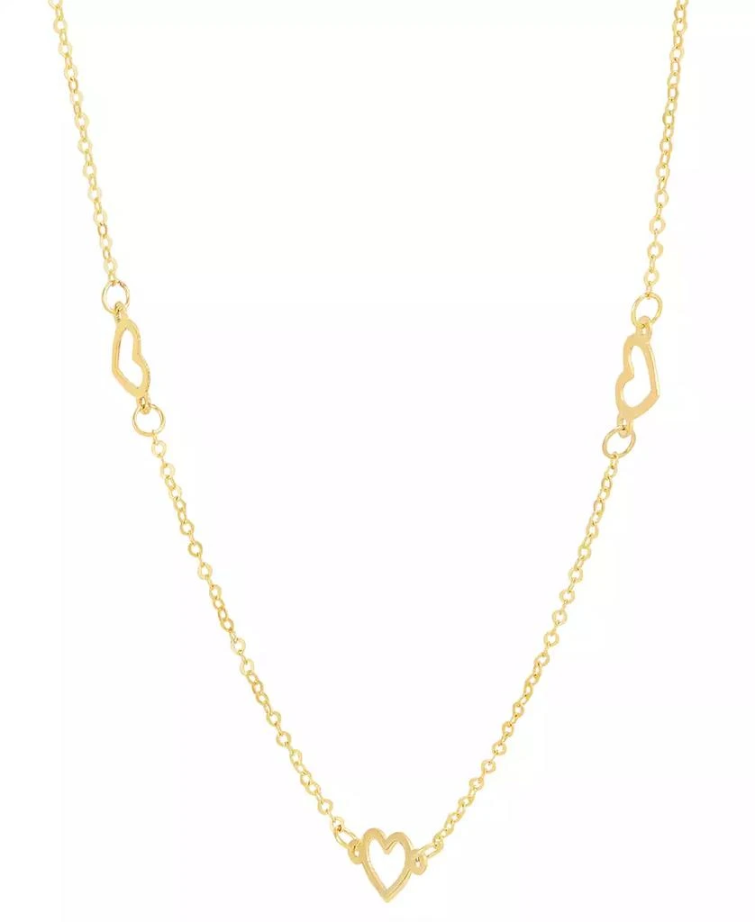 商品Italian Gold|Polished Open Heart Station 18" Collar Necklace in 10k Gold,价格¥2893,第3张图片详细描述