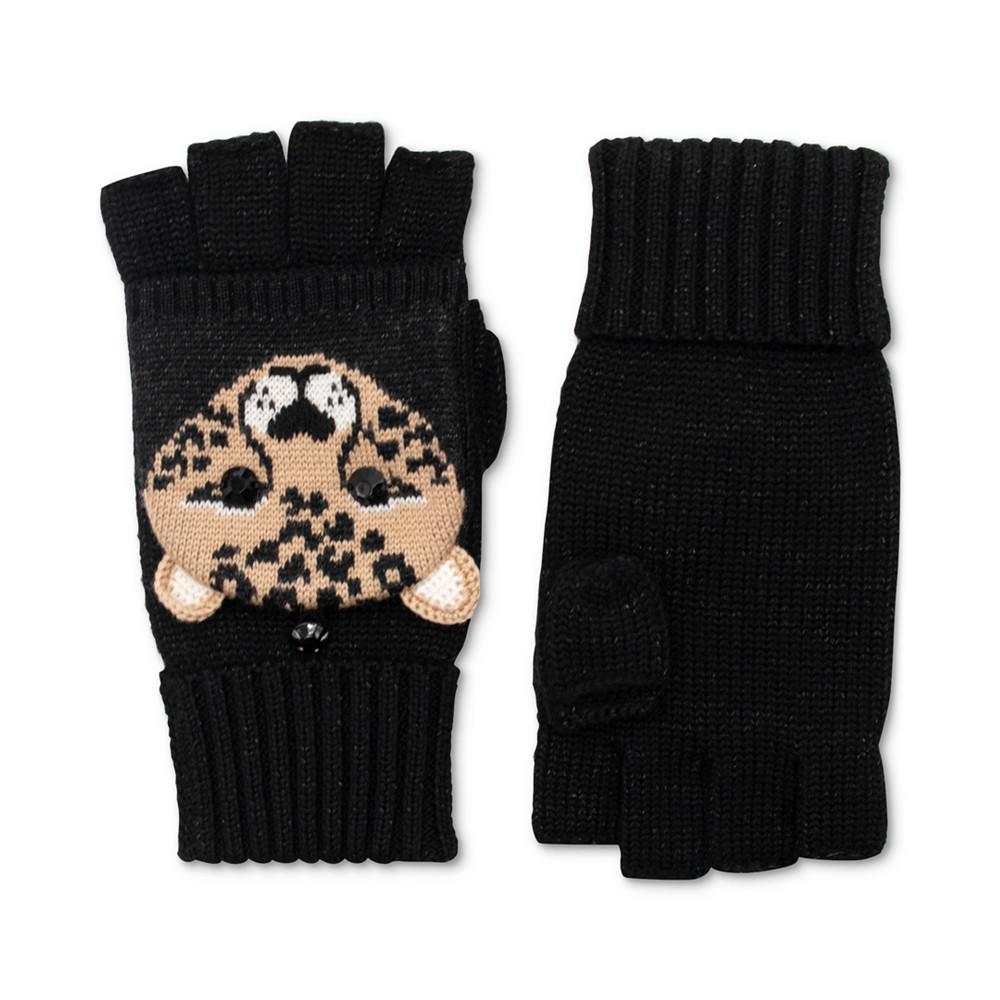 Women's Leopard-Face Flip-Top Wool Mittens商品第1张图片规格展示