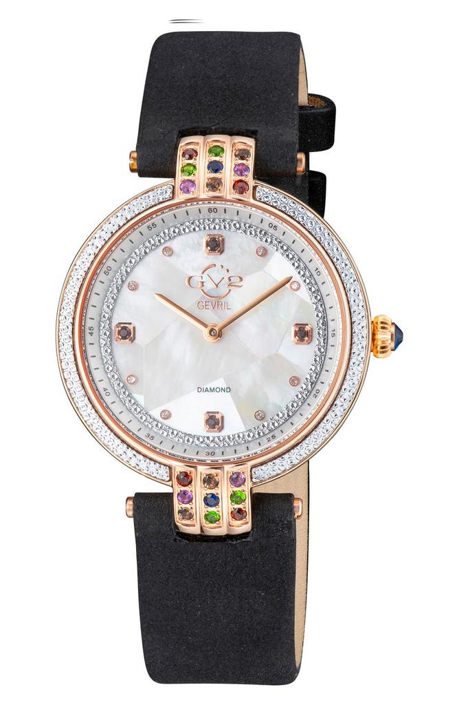 Matera Gemstone Diamond Suede Strap Watch, 35mm - 0.038 ctw商品第1张图片规格展示