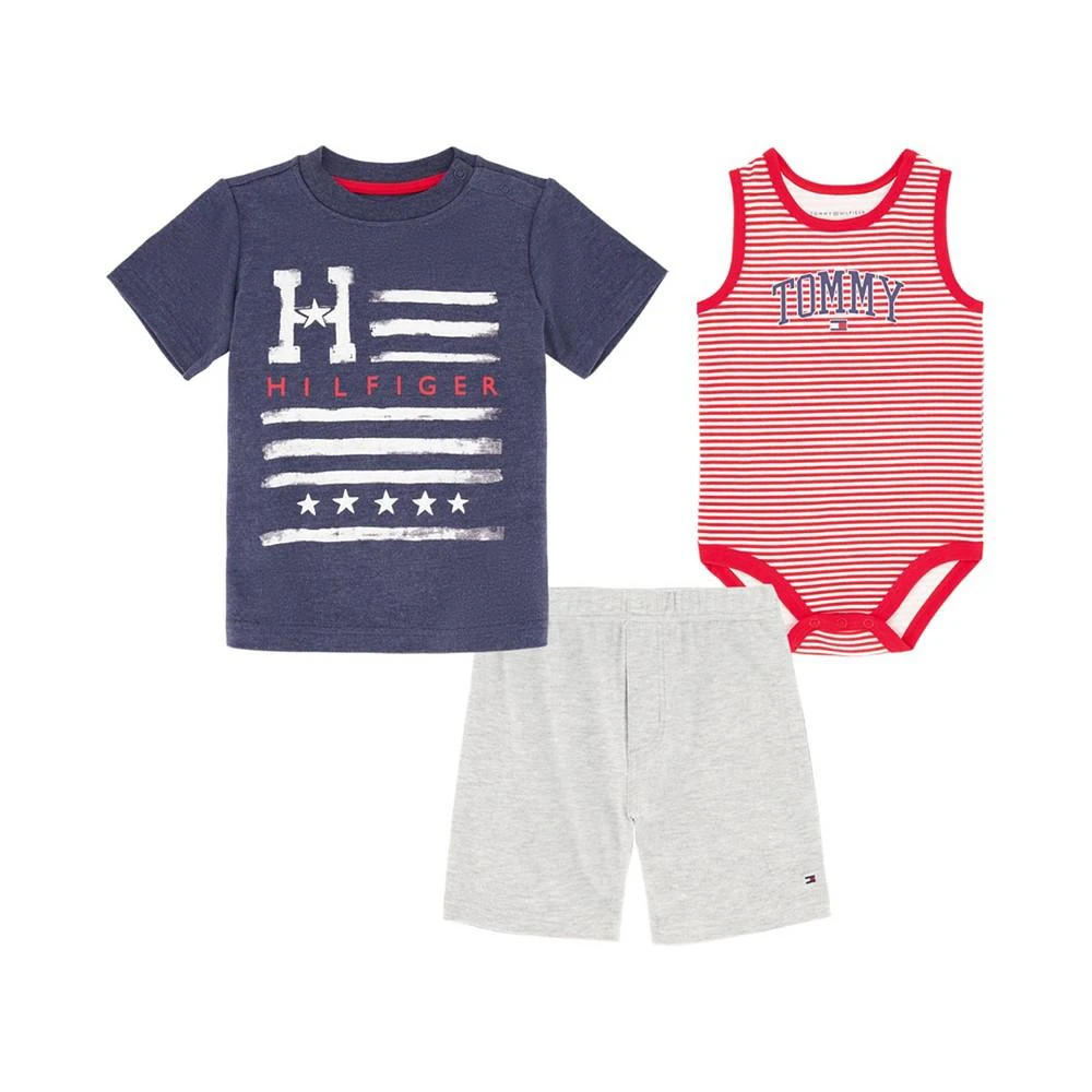 商品Tommy Hilfiger|Baby Boys Americana Shirt, Bodysuit and Shorts, 3 Piece Set,价格¥106,第1张图片
