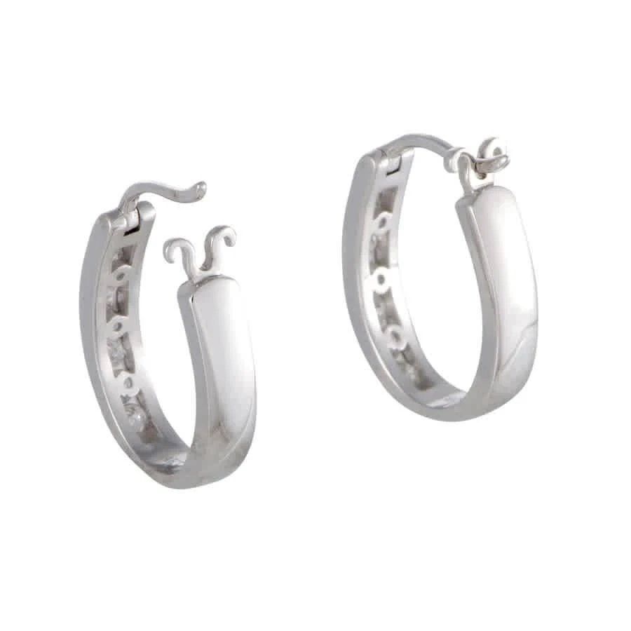 商品LB Exclusive|14K White Gold Channel Set 0.5 ct Diamond Huggies Hoop Earrings,价格¥4938,第2张图片详细描述