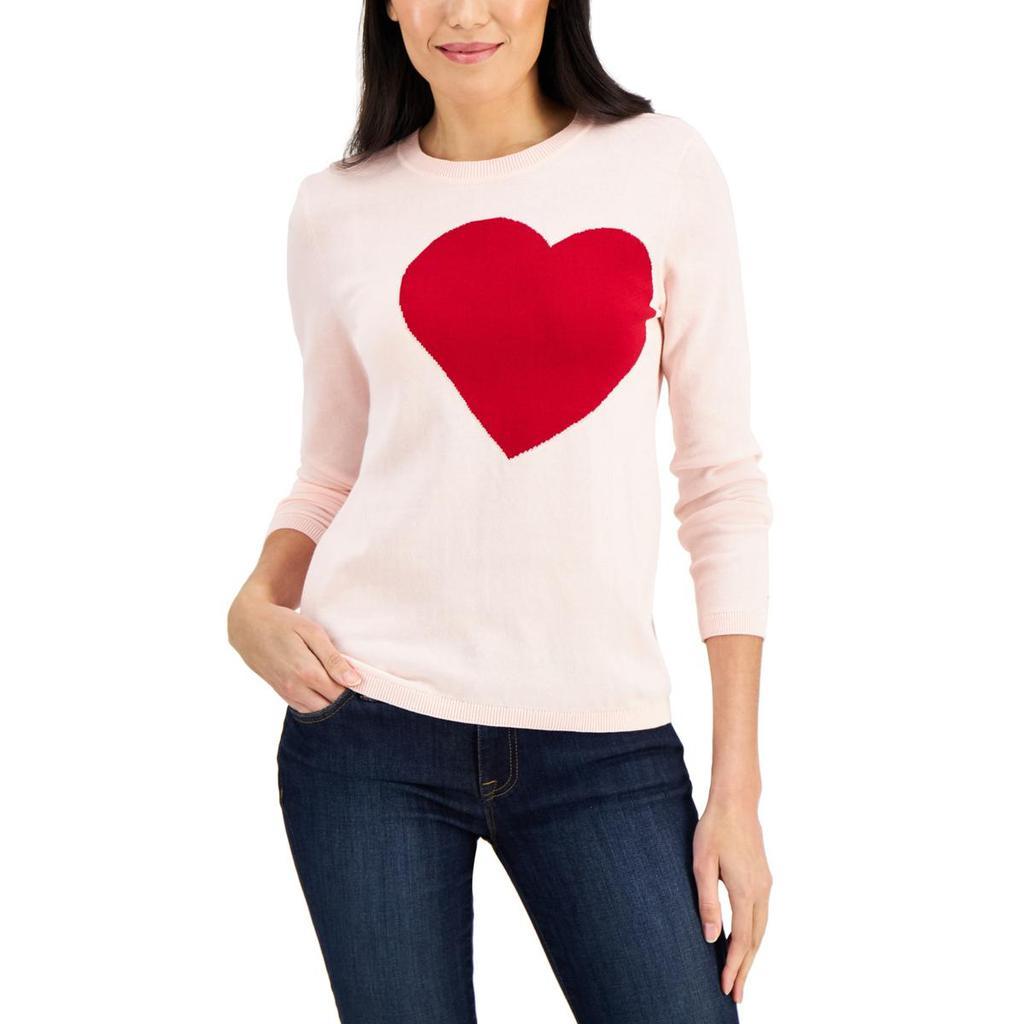 商品Tommy Hilfiger|Tommy Hilfiger Womens Heart Cotton Graphic Crewneck Sweater,价格¥139-¥167,第4张图片详细描述
