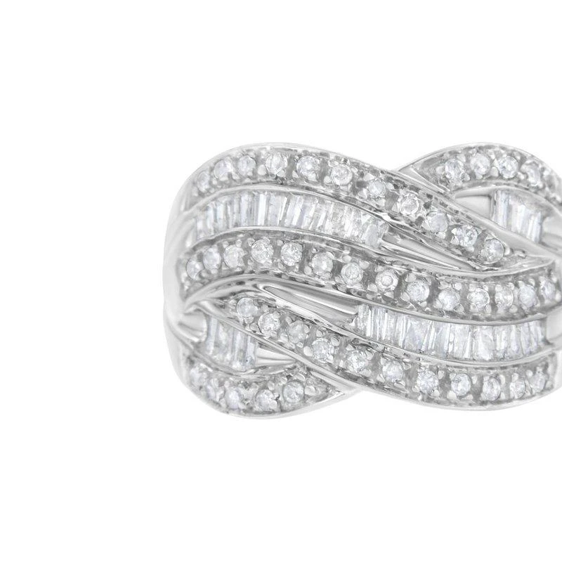 商品Haus of Brilliance|14K White Gold 2.0 Cttw Channel-Set Princess and Baguette-Cut Diamond Bypass Ring Band,价格¥36170,第1张图片