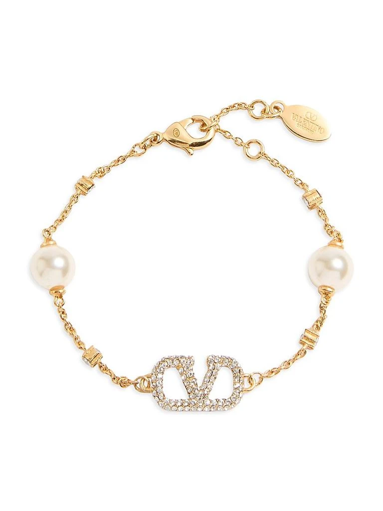 商品Valentino|VLogo Signature Bracelet in Metal, Swarovski® Crystals and Pearls,价格¥5103,第1张图片