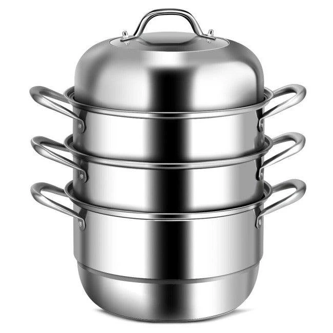 商品QuikFurn|3 Tier Large Stainless Steel Steamer Cookware Set,价格¥972,第1张图片