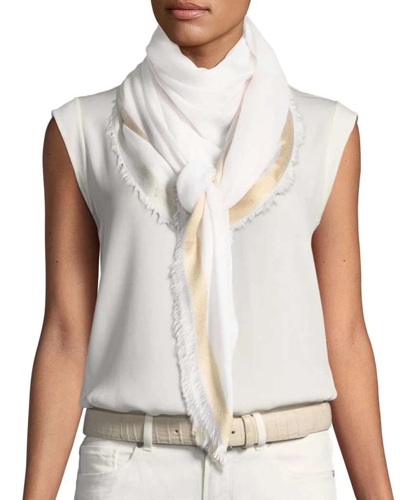 商品Loro Piana|Soffio Rain Cashmere/Silk Scarf, White,价格¥7858,第1张图片详细描述
