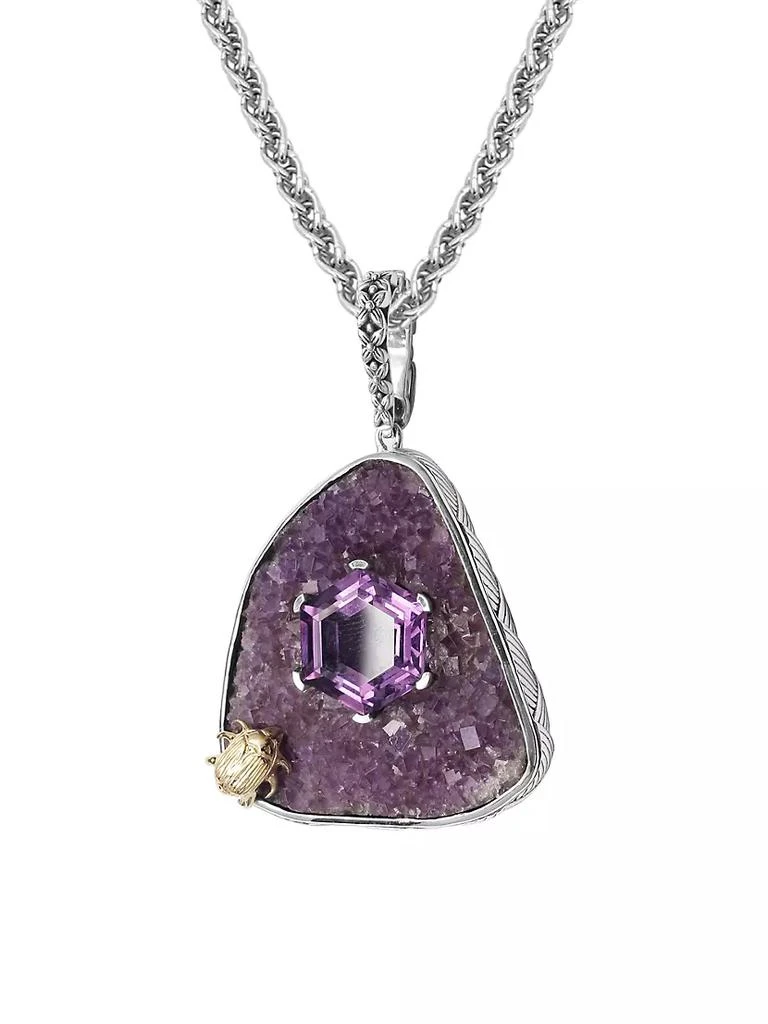 商品Stephen Dweck|One-Of-A-Kind Sterling Silver, 18K Yellow Gold, Amethyst, &amp; Druzy Pendant Necklace,价格¥29351,第3张图片详细描述