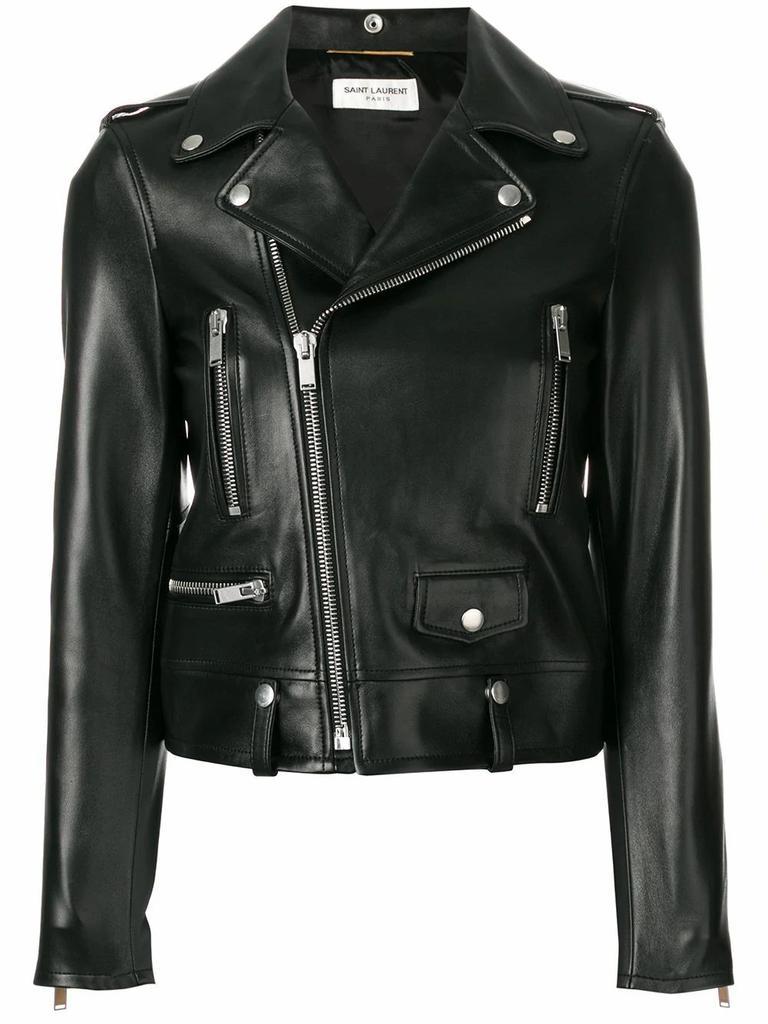 商品Yves Saint Laurent|Saint L AU Rent Women's  Black Leather Outerwear Jacket,价格¥26780-¥26930,第1张图片