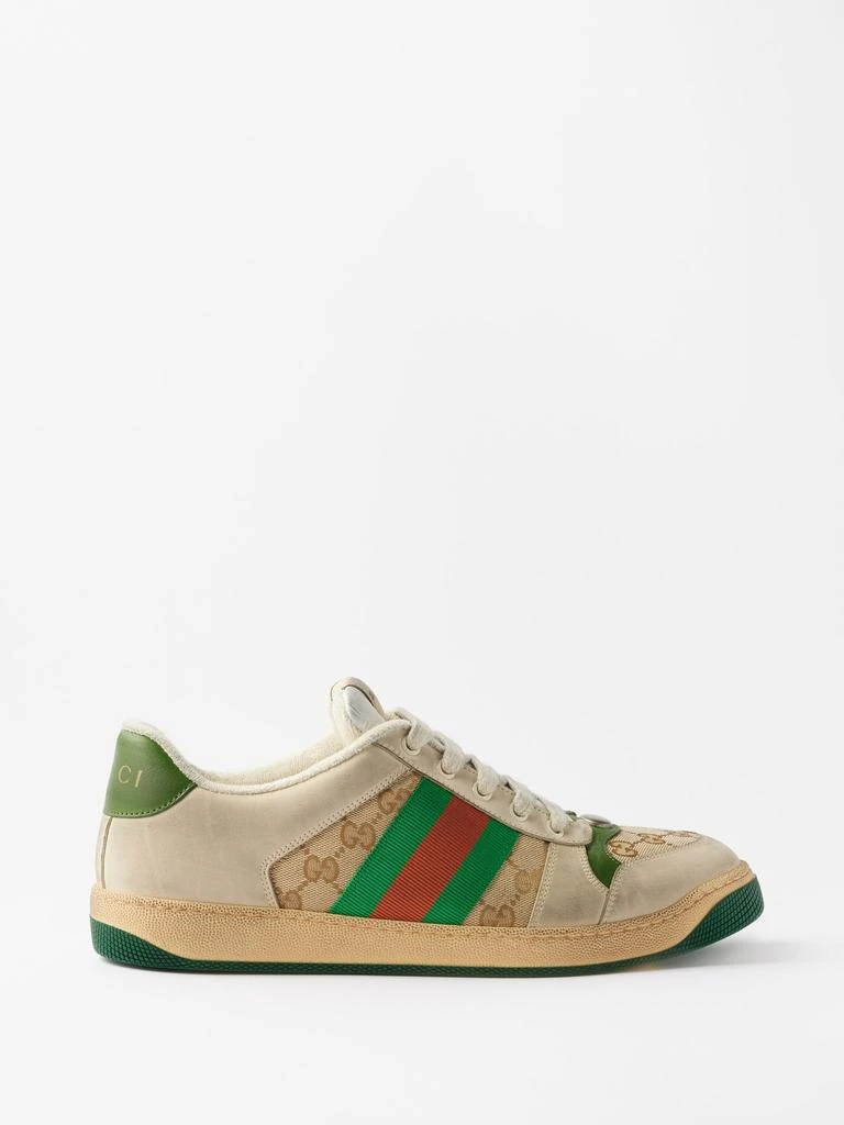 商品Gucci|Screener distressed GG Supreme & leather trainers,价格¥7941,第1张图片