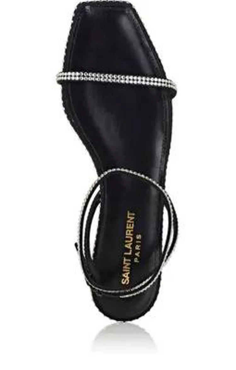 商品Yves Saint Laurent|Nu Pieds Embellished Satin Sandals,价格¥2967,第4张图片详细描述