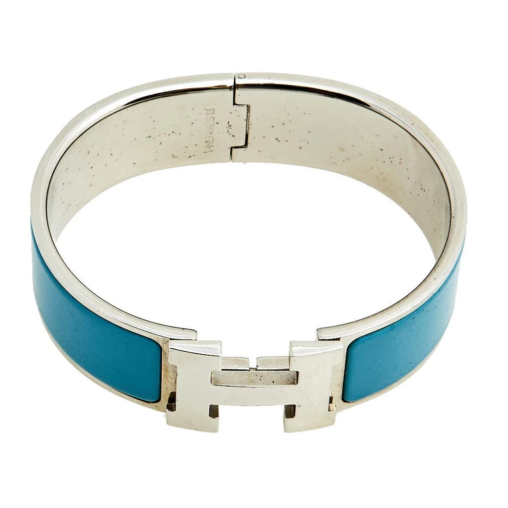 商品[二手商品] Hermes|Hermès Clic Clac H Blue Enamel Palladium Plated Wide Bracelet,价格¥2866,第5张图片详细描述