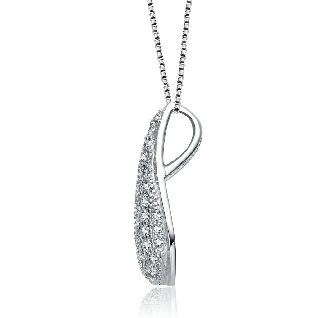 商品Genevive|Sterling Silver Small White Cubic Zirconia Teardrop Pendant,价格¥356,第2张图片详细描述