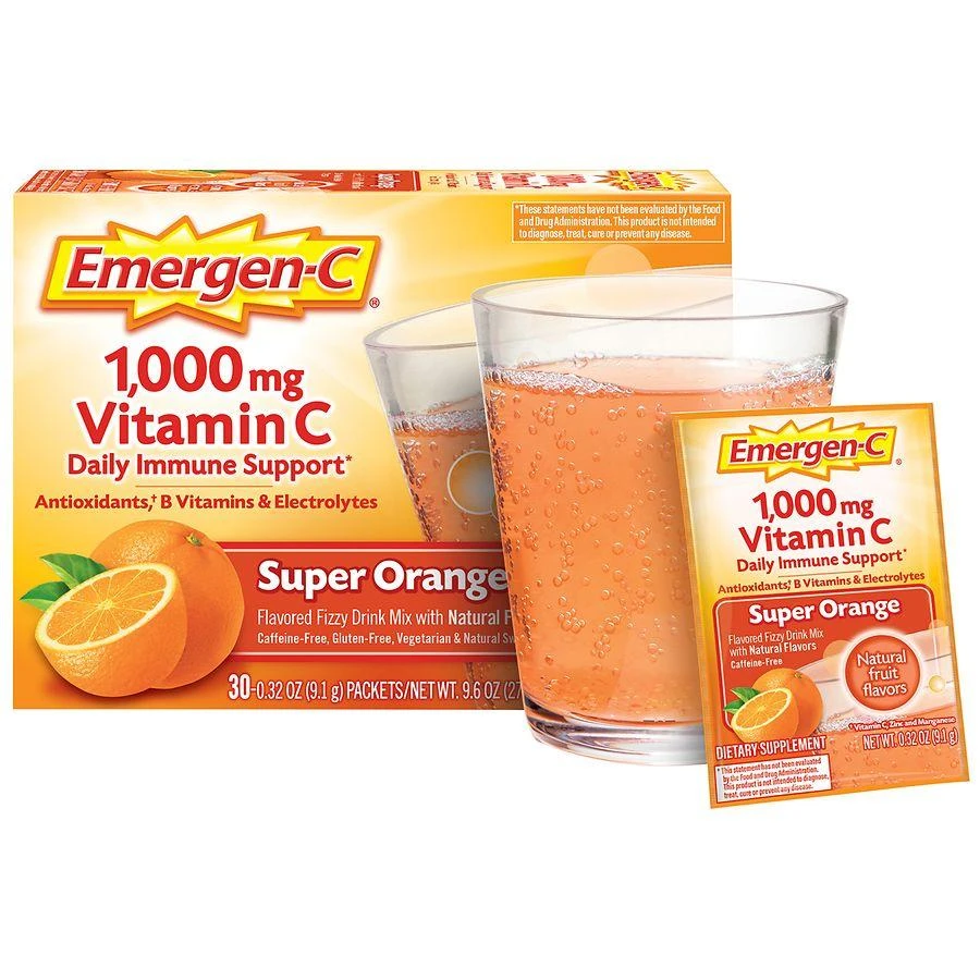 商品Emergen-C|Daily Immune Support Drink with 1000 mg Vitamin C, Antioxidants & B Vitamins Super Orange,价格¥225,第3张图片详细描述