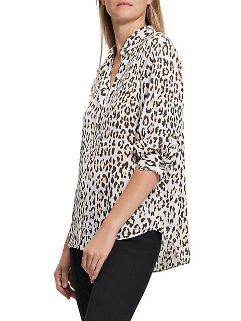 Leopard Long-Sleeve Blouse商品第4张图片规格展示