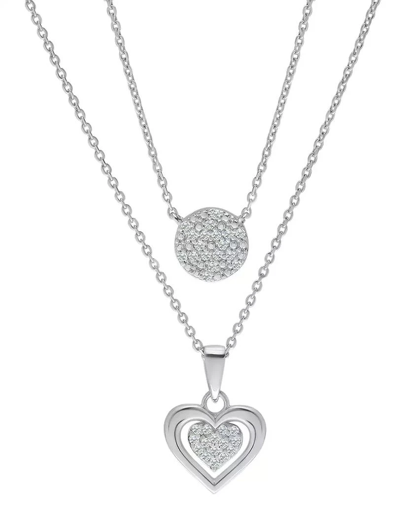 商品Macy's|Diamond Circle & Heart 18" Layered Pendant Necklace (1/4 ct. t.w.) in Sterling Silver,价格¥1889,第1张图片