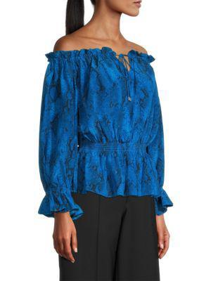 商品Tahari|Silk Off-The-Shoulder Blouse,价格¥948,第5张图片详细描述
