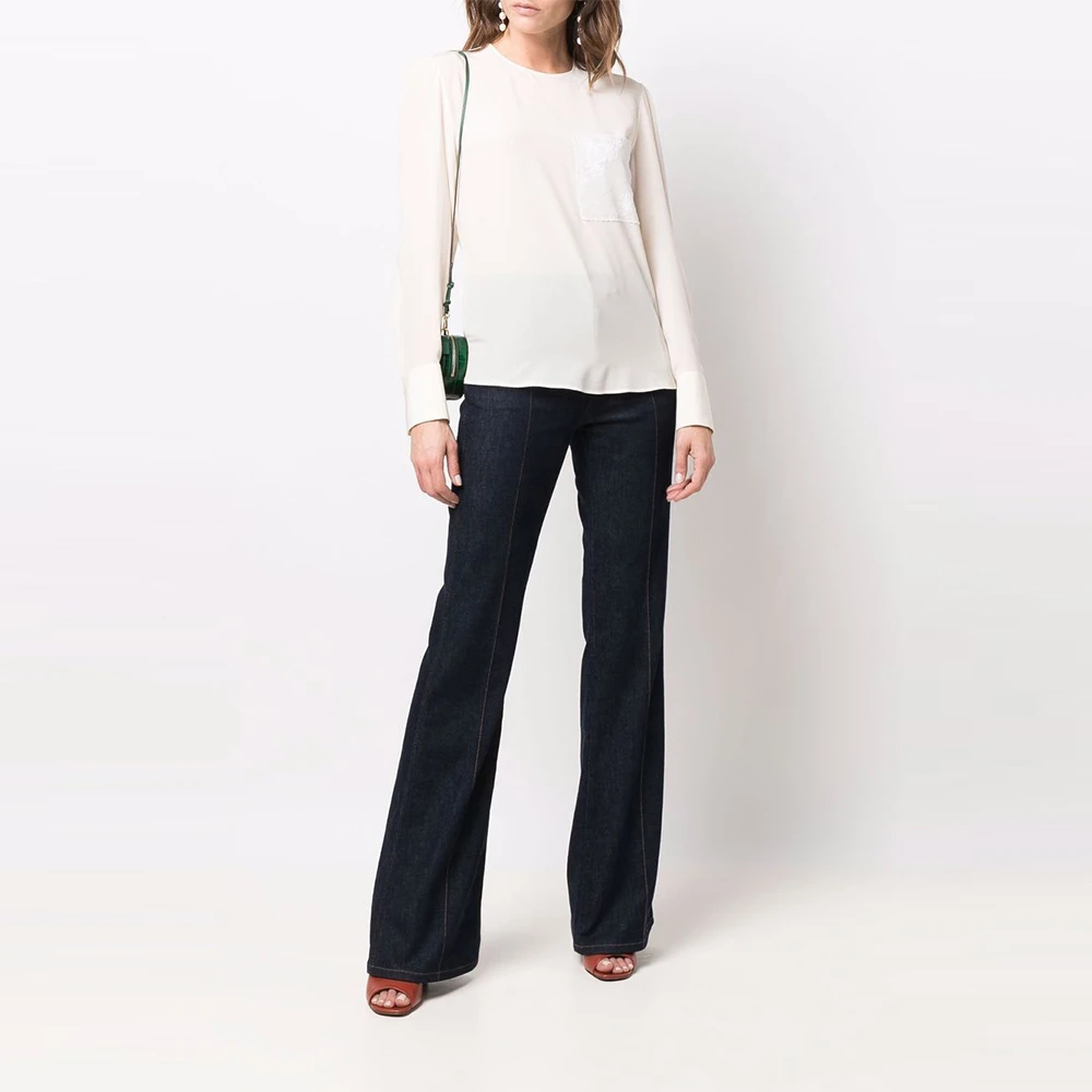 CHLOE' 女士白色圆领长袖衬衫 C22SHT23-004-115 商品